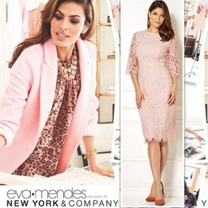 EVA MENDEZ Pink Romina Lace Sheath Dress  | Medium